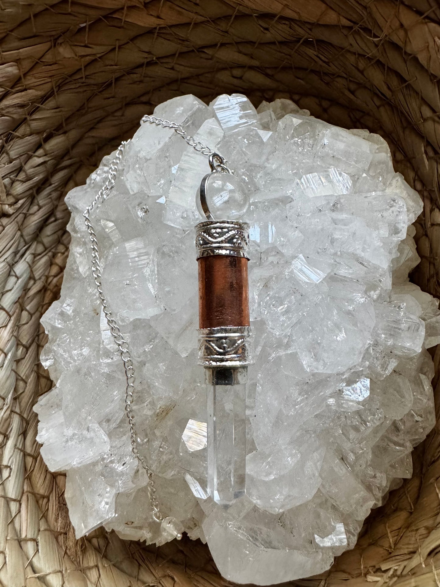 Péndulo varita de Reiki de Cuarzo y cobre - Protección y curación