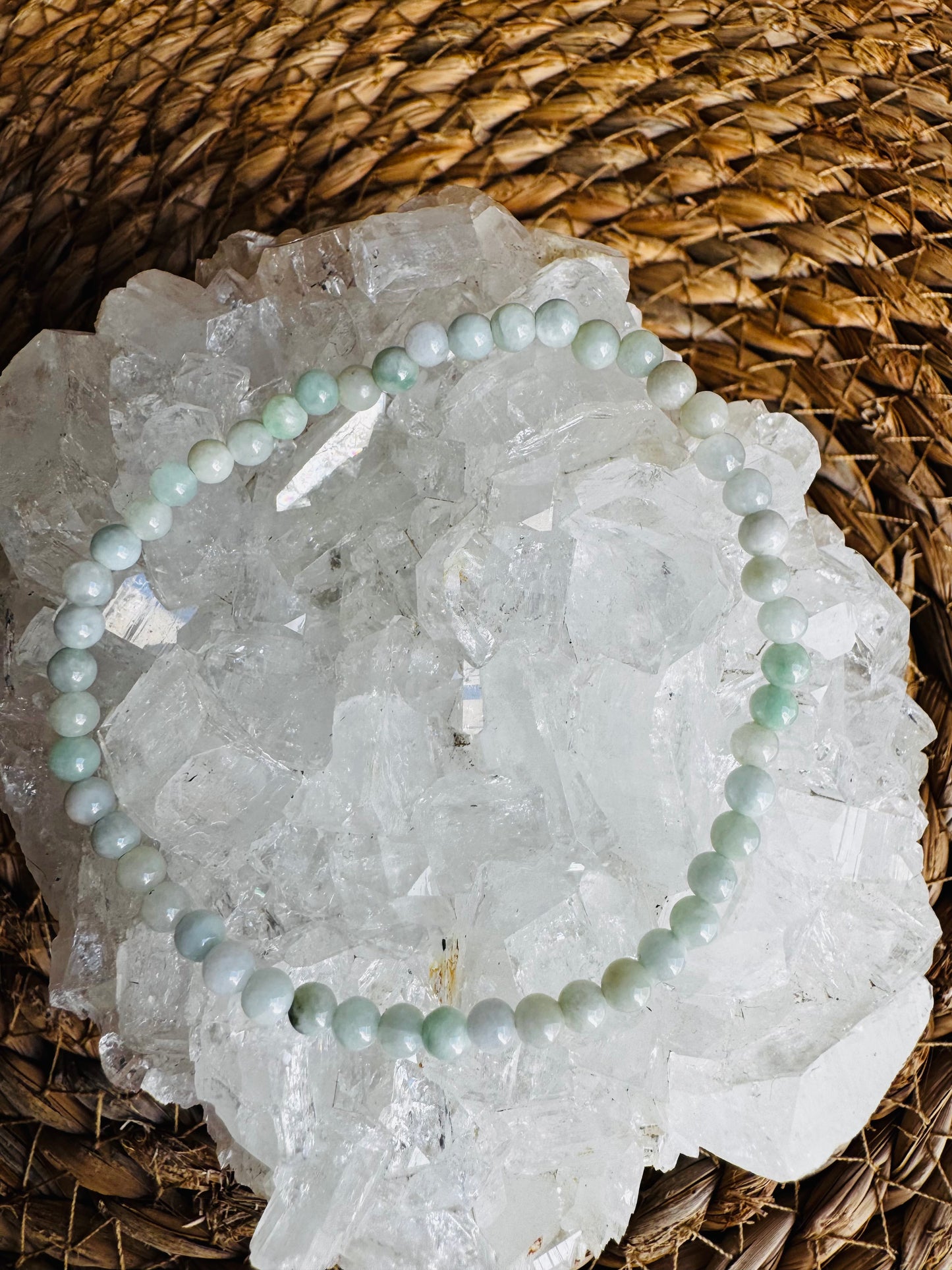 Pulsera de Jade de Birmania 4mm · Amuleto de Buena Fortuna