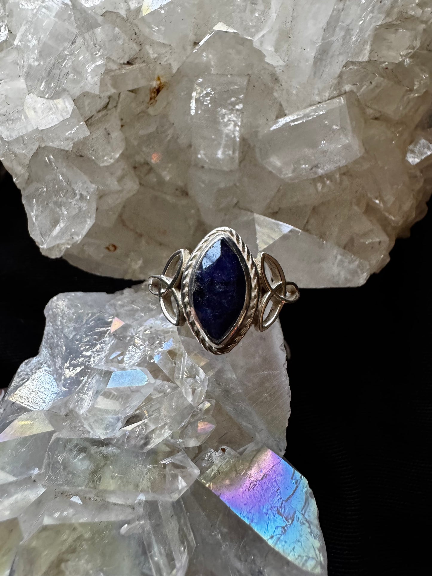 💍💙 Anillo Ajustable de Zafiro con Triqueta doble de plata 💙💍