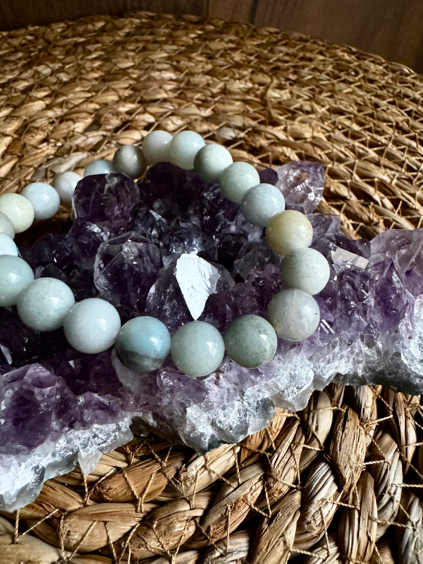 🌿 Pulsera de Amazonita · Verdad, Calma y Equilibrio