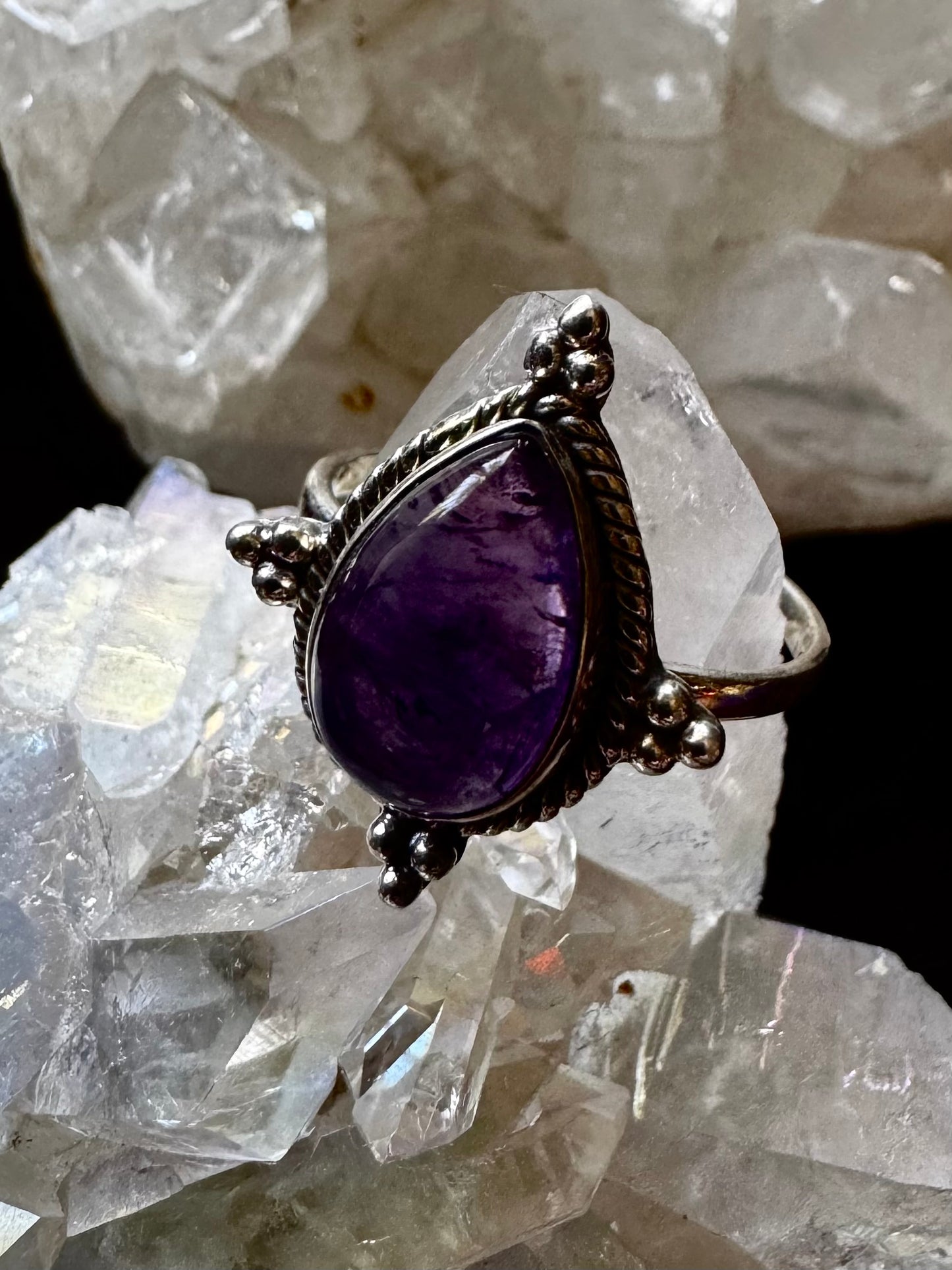 💜 Anillo Ajustable de Amatista en Plata 💜