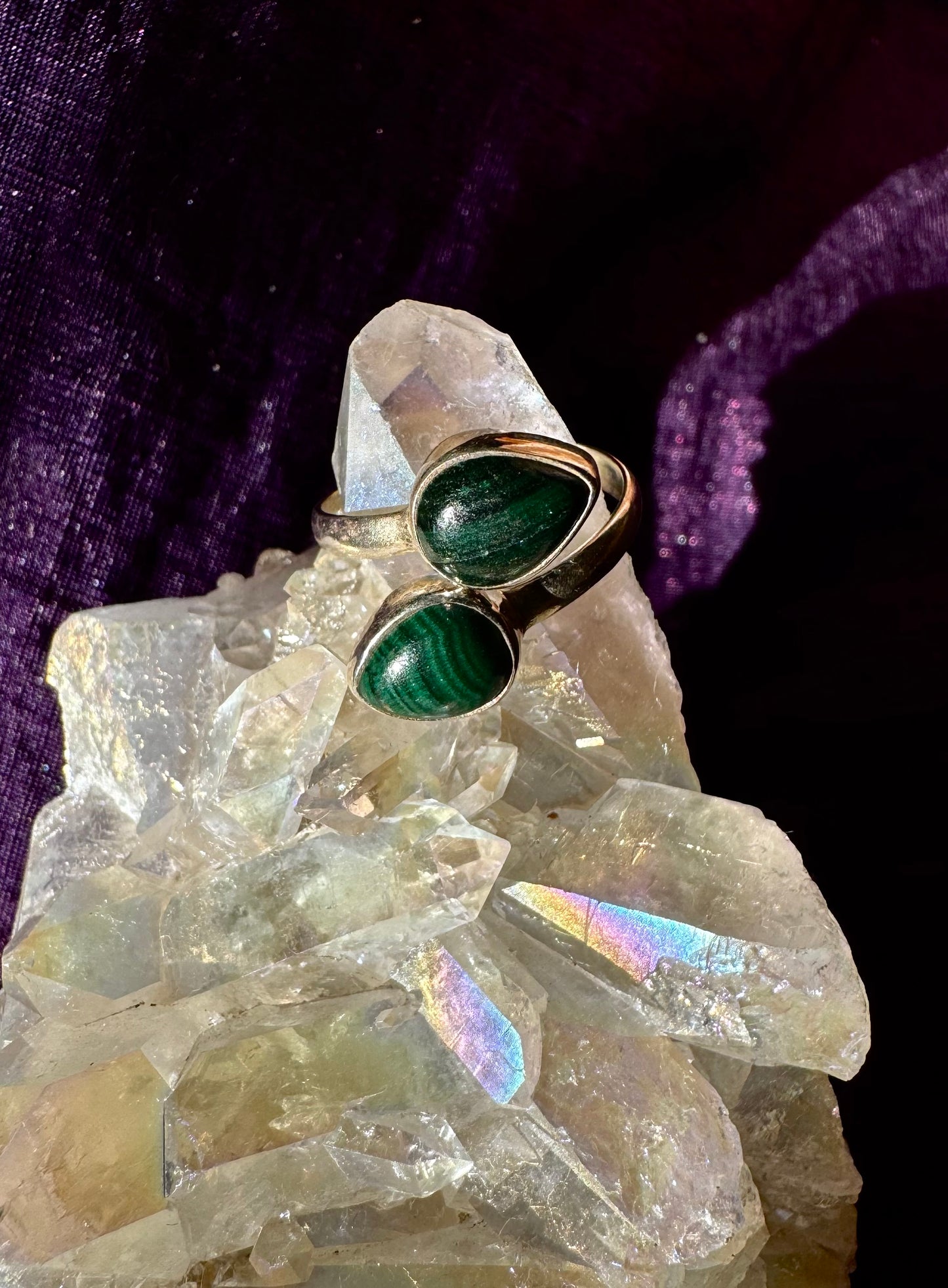 💚✨ Anillo ajustable de plata con Malaquita ✨💚