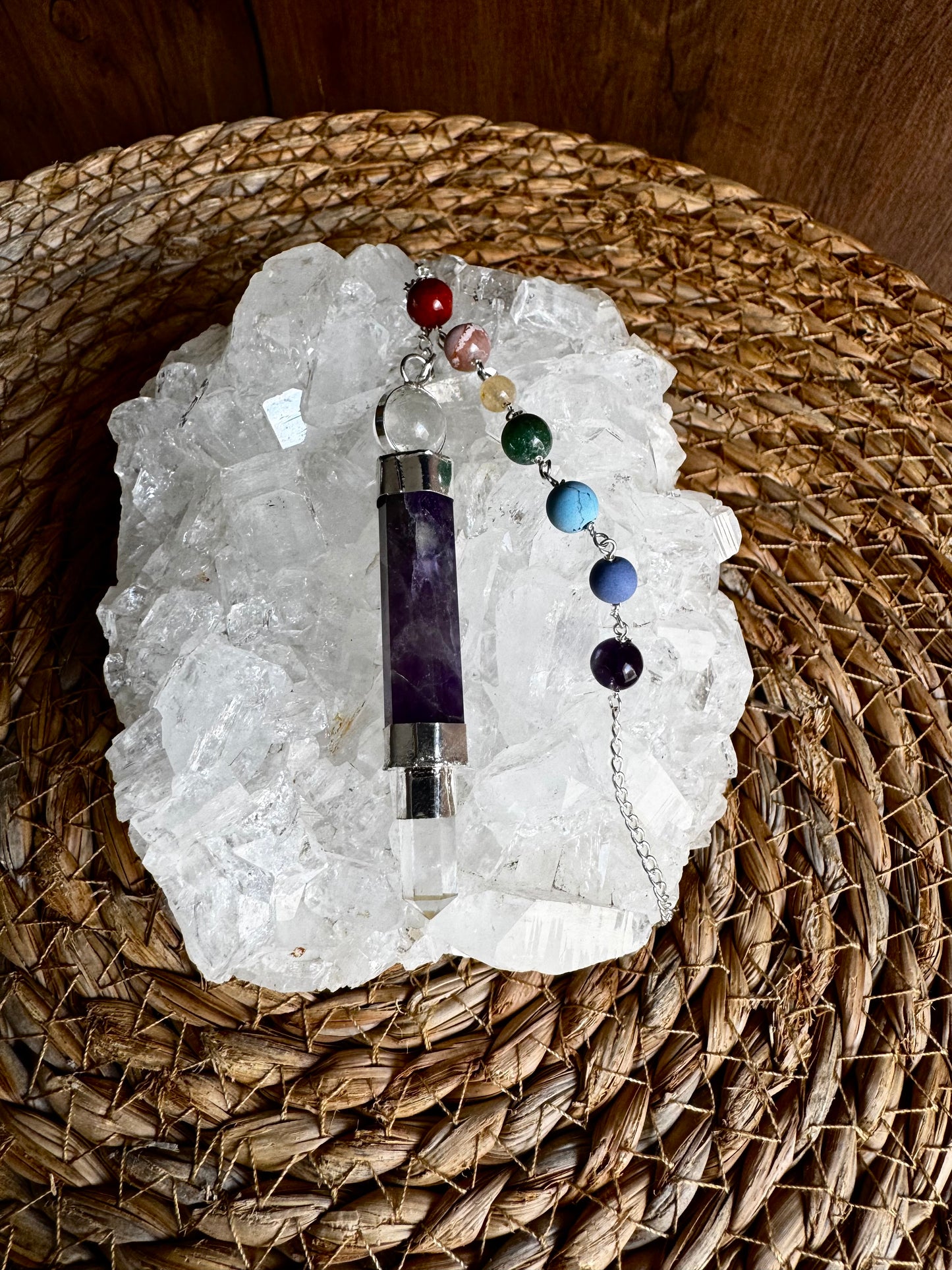 🔮 Péndulo Generador de Amatista – Sabiduría, calma y conexión espiritual 🔮