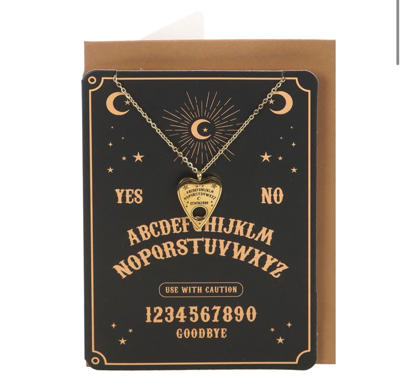 Collar Planchette Ouija con Tarjeta – Joyería Esotérica Regalo Místico
