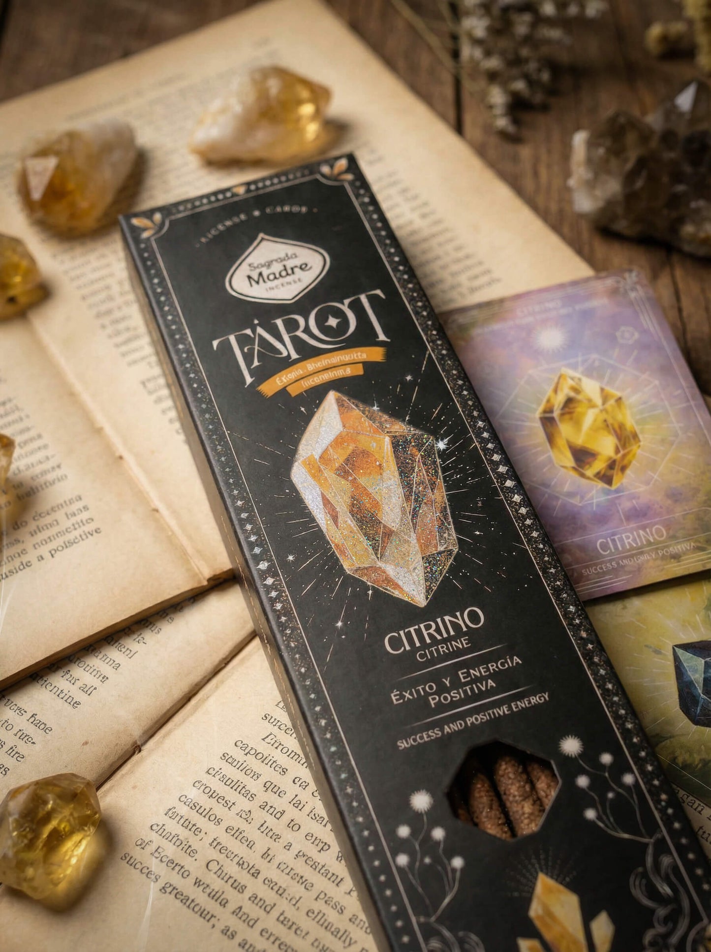 Incienso Tarot Gemas Citrino Sagrada Madre – Naranja y Especias | Abundancia y Energía
