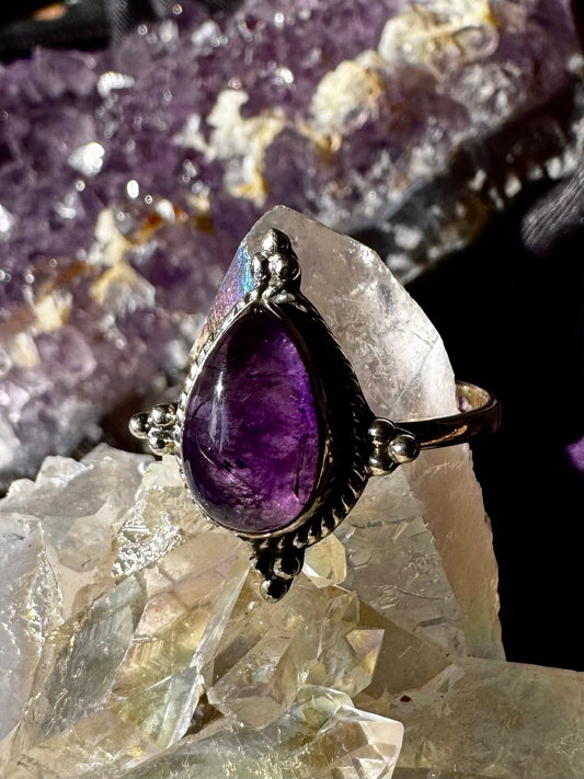 💜 Anillo Ajustable de Amatista en Plata 💜