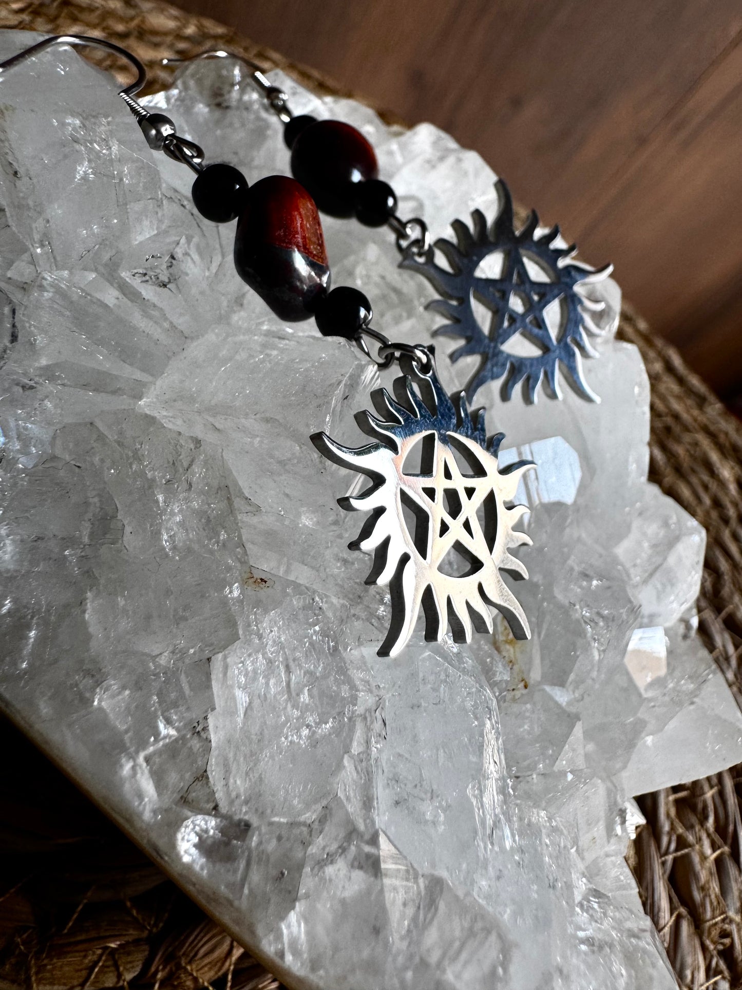 🖤 Pendientes Supernatural – Ojo de Buey y Ónix