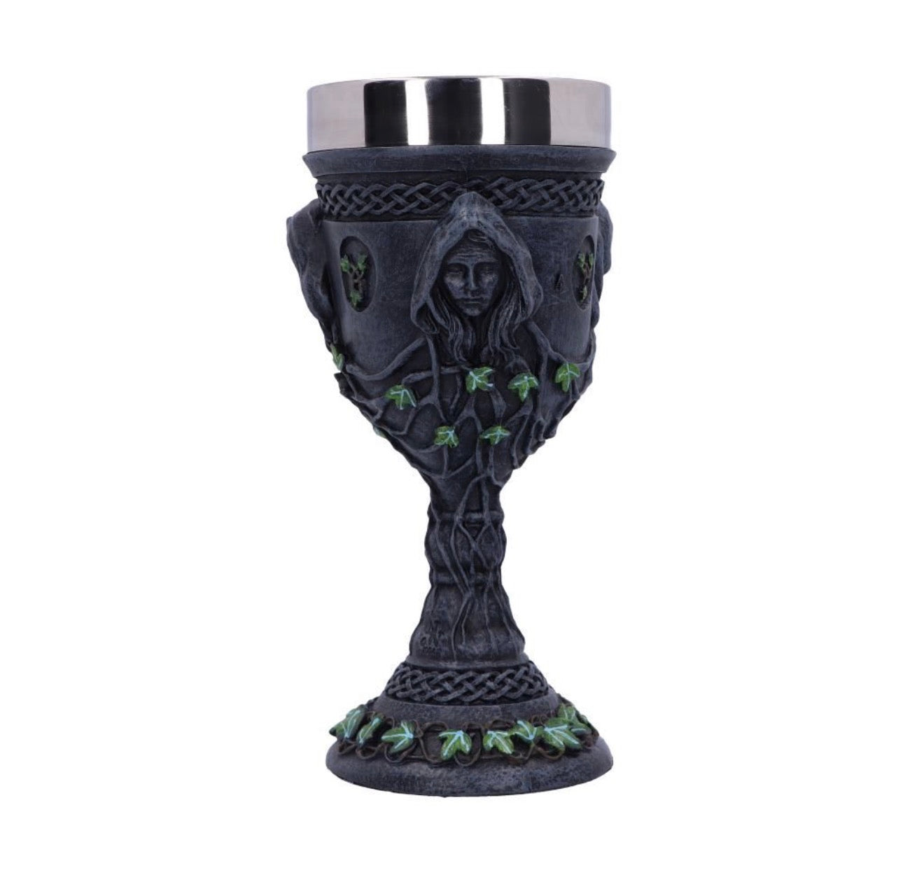 🌙 Cáliz Triple Diosa · Mother, Maiden & Crone · 21 cm