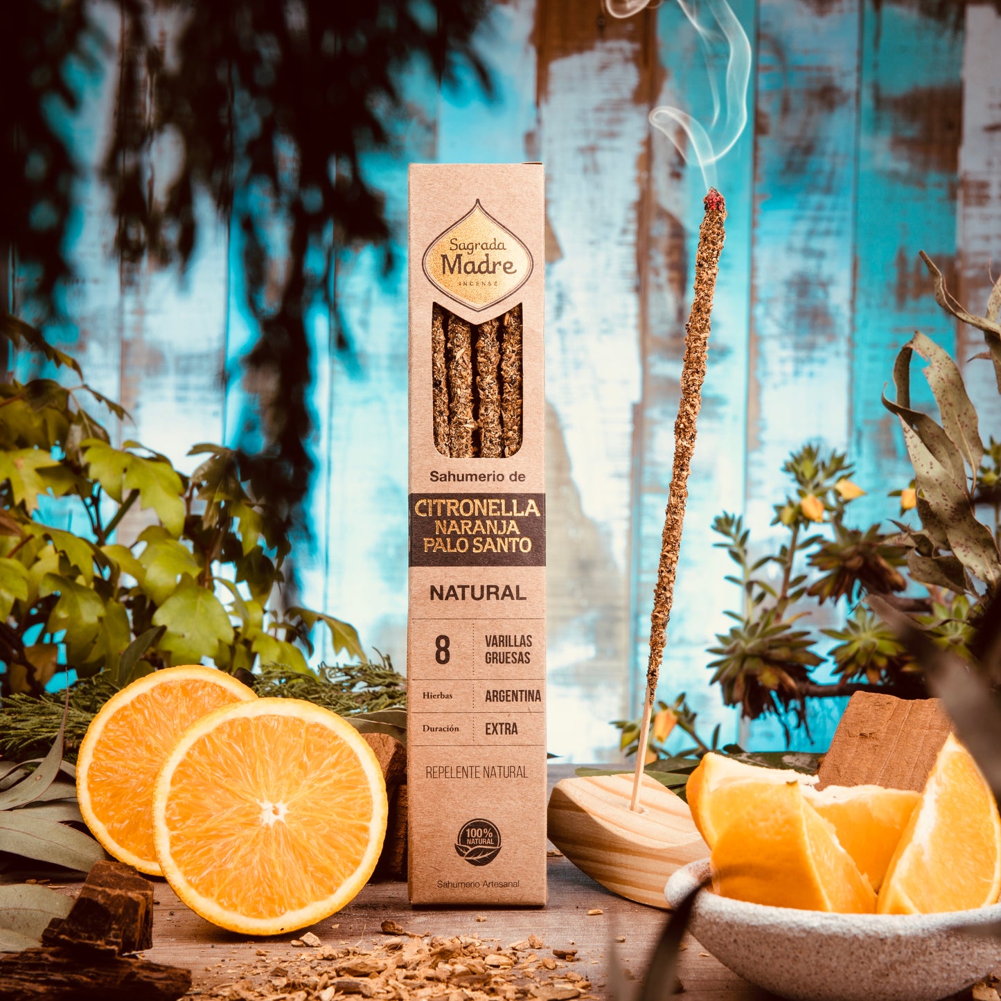Incienso natural de Citronela, Naranja 🍊  y Palo Santo Sagrada Madre