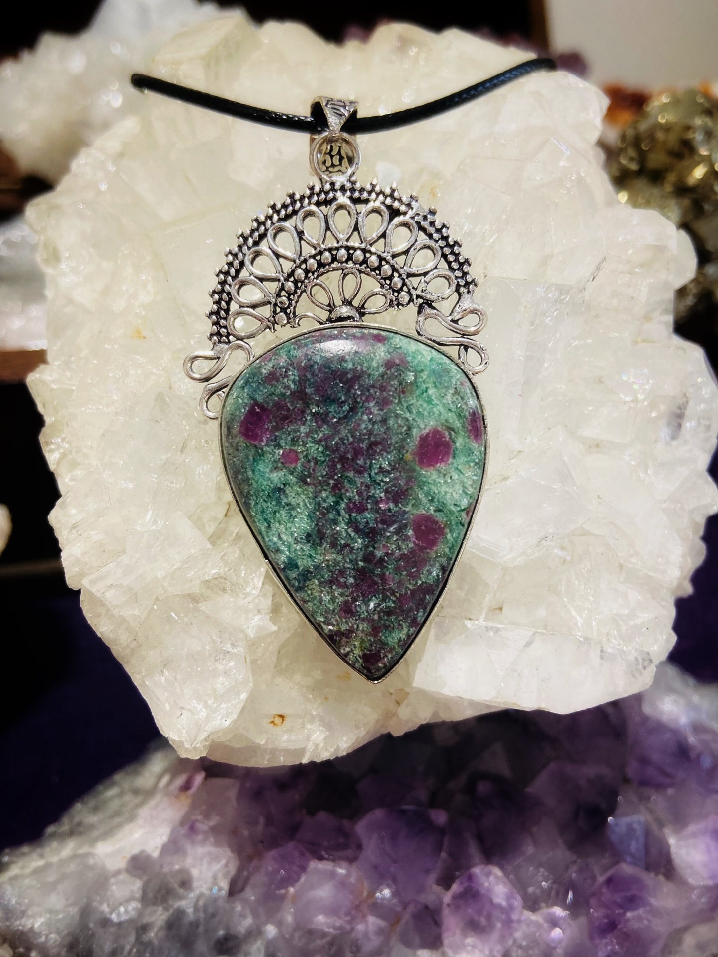 Collar Rubí Zoisita con Purpurita engarzado en plata✨