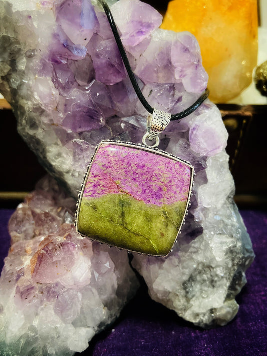 Collar Rubí Zoisita con Purpurita engarzado en plata✨