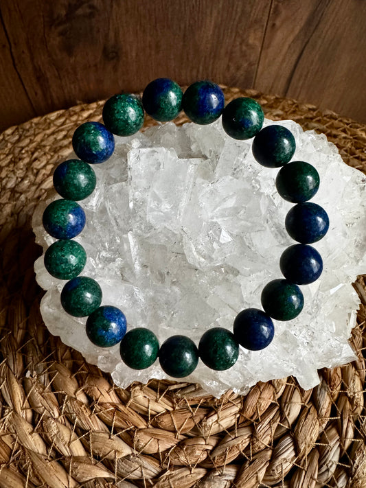 🔮 Pulsera de Azurita Malaquita Potenciada · Visión, Transformación y Poder Interior
