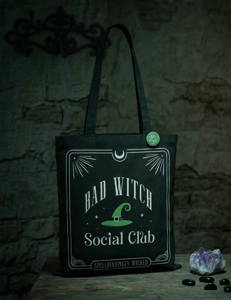 Tote Bag Bad Witch Social Club + Pin Gratis | Estilo Gótico & Witchy