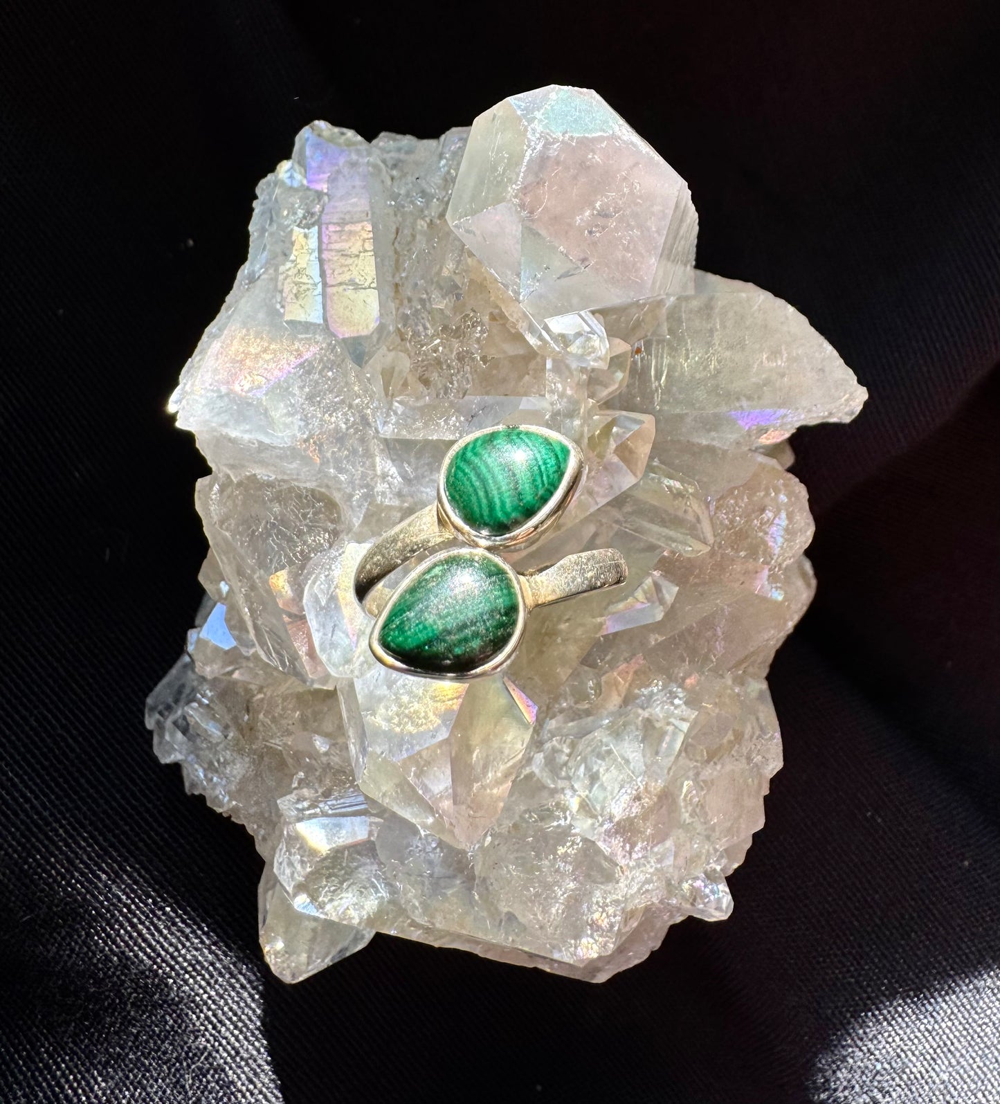 💚✨ Anillo ajustable de plata con Malaquita ✨💚