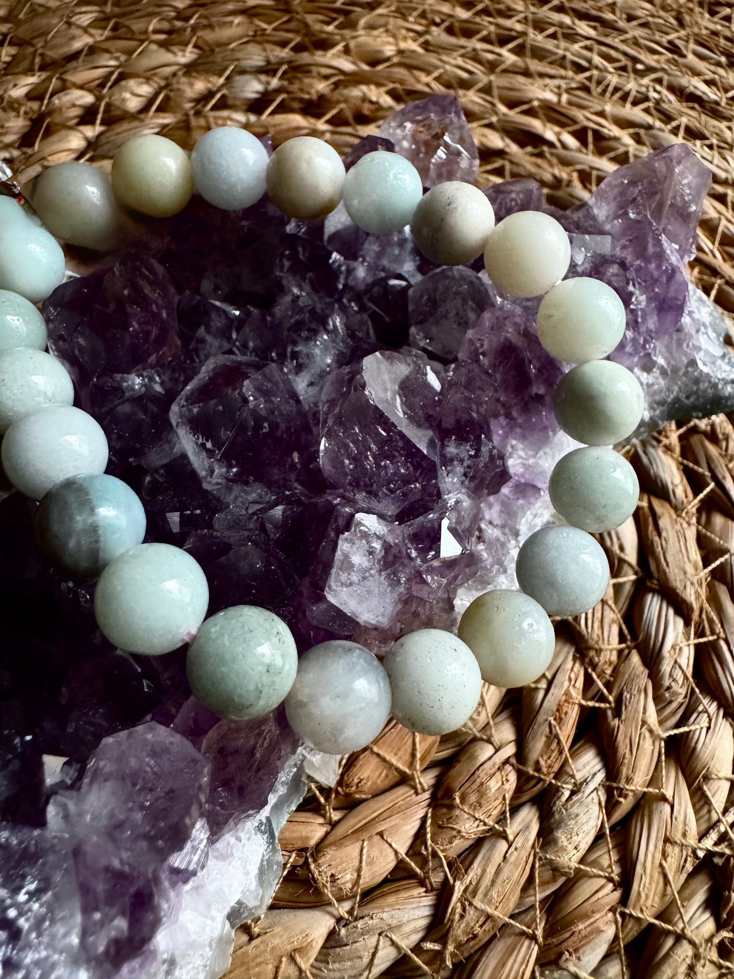 🌿 Pulsera de Amazonita · Verdad, Calma y Equilibrio
