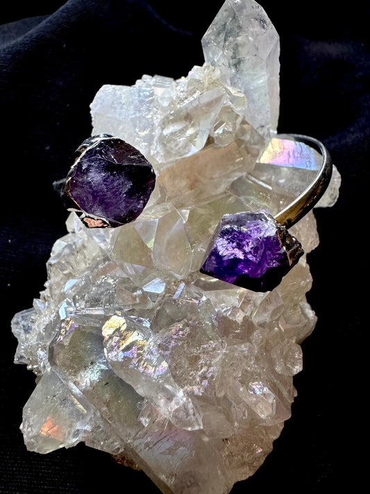 💜🔮 Brazalete doble de Amatista en bruto 🔮💜