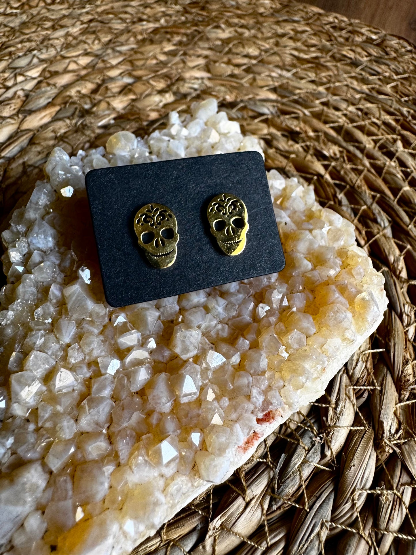 💀 Pendientes Mini Catrina Dorados