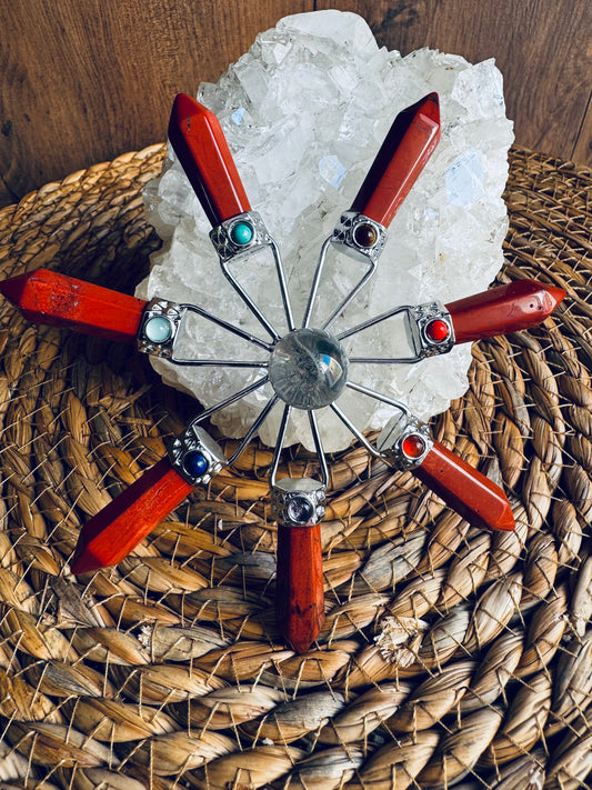 🔴 Generador Energético de 7 Chakras con Jaspe Rojo