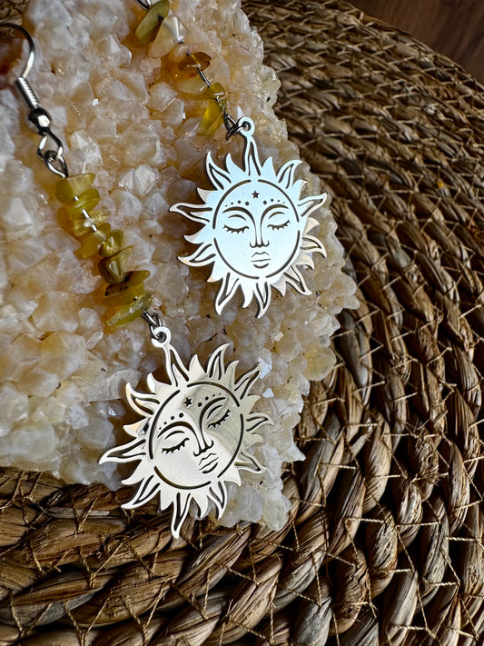 ☀️ Pendientes Sol con Citrino