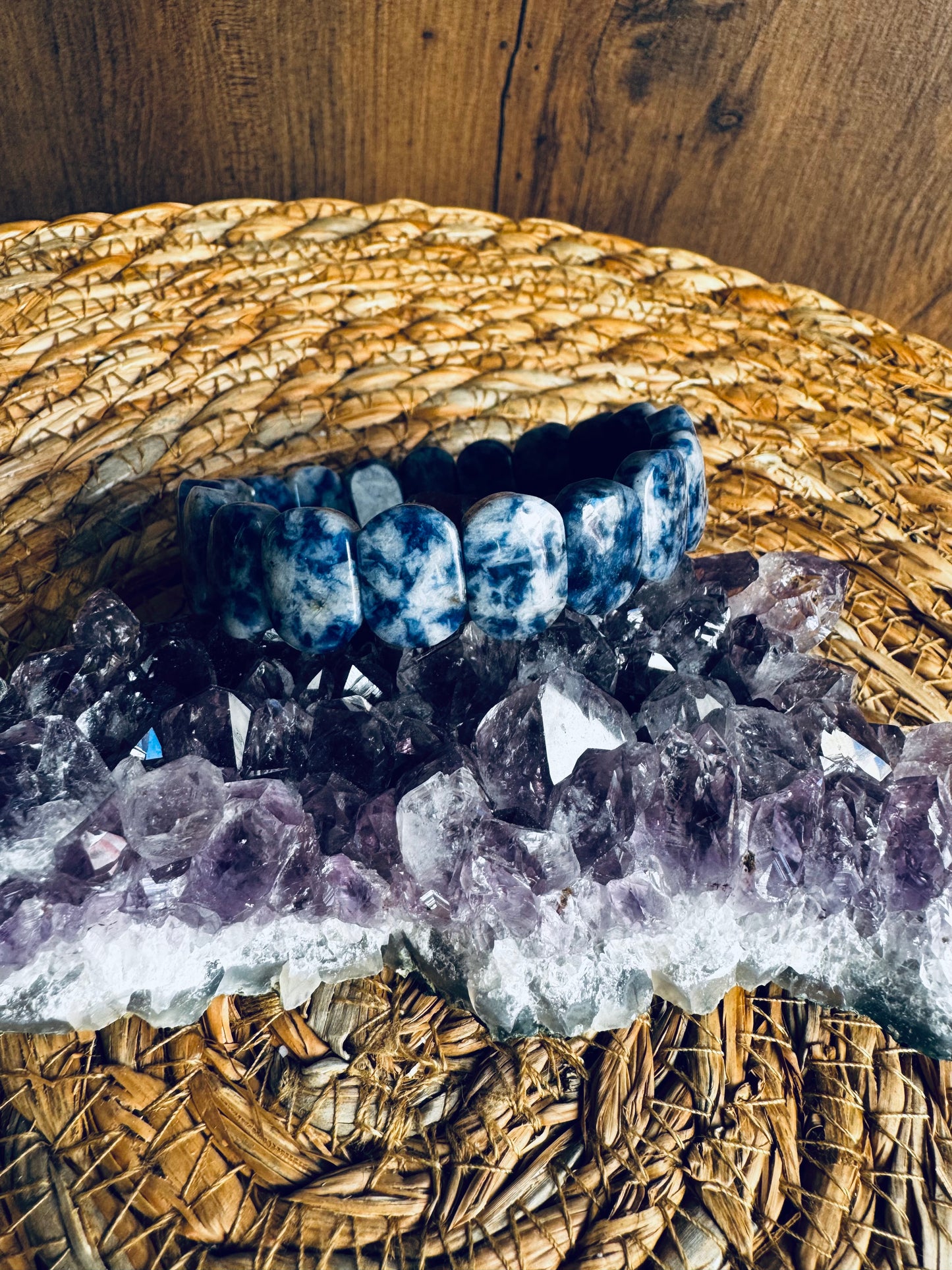 💙Pulsera de Sodalita – Cuenta cuadrada