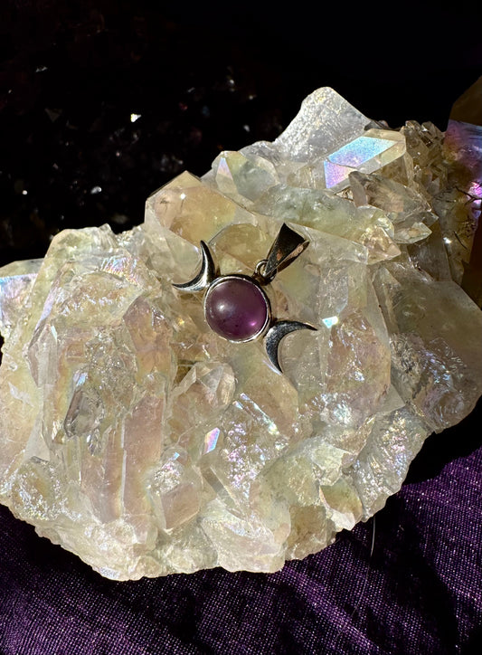 🌙🔮 Colgante de plata Triple Diosa con Amatista 🔮🌙