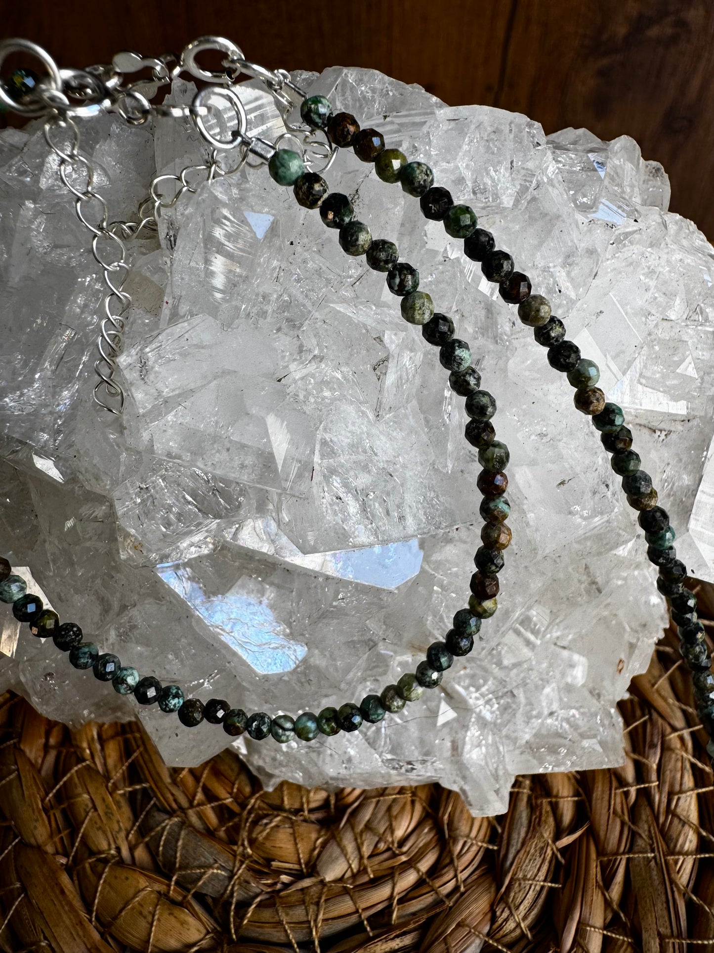 ✨ Conjunto de Gargantilla y Pulsera · Turquesa Africana Facetada