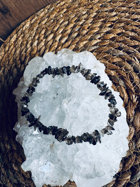 💫 Pulsera de Cuarzo Ahumado – Chispitas mini / Chispas