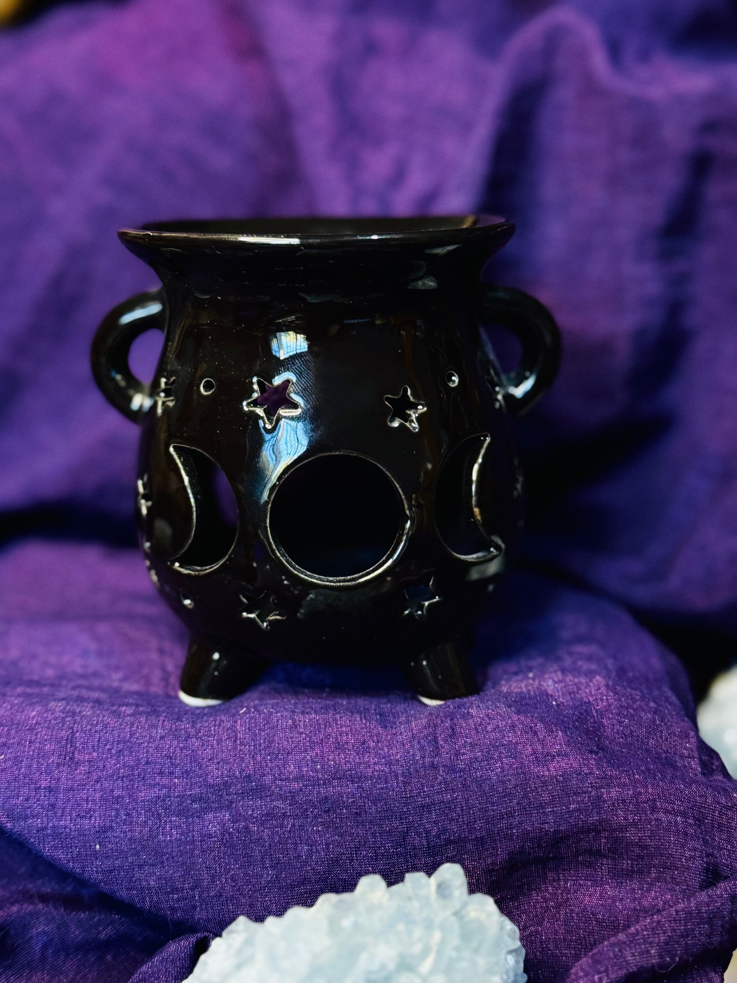 🖤 Quemador de aceite Caldero de la Triple Luna – Negro