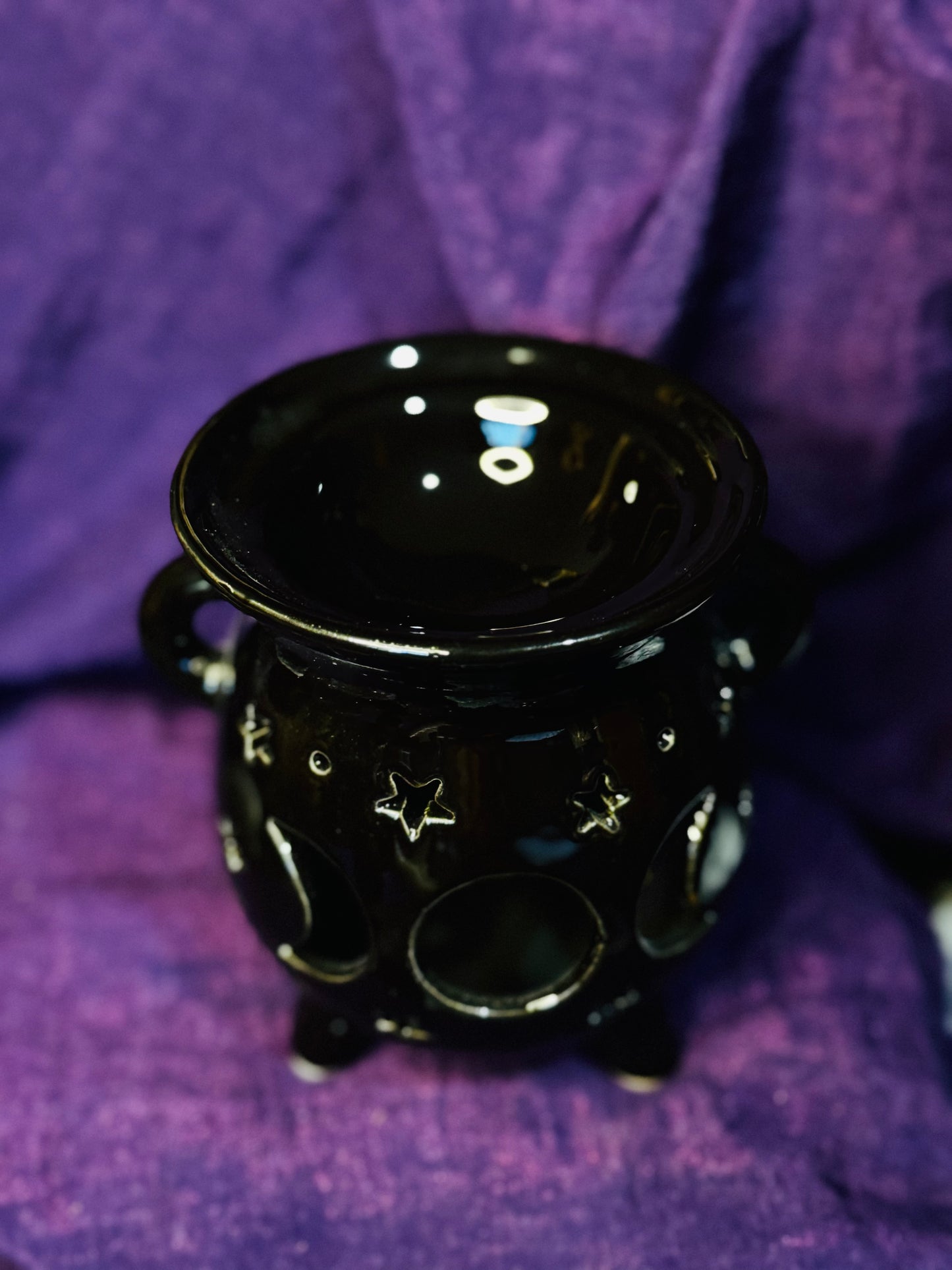 🖤 Quemador de aceite Caldero de la Triple Luna – Negro