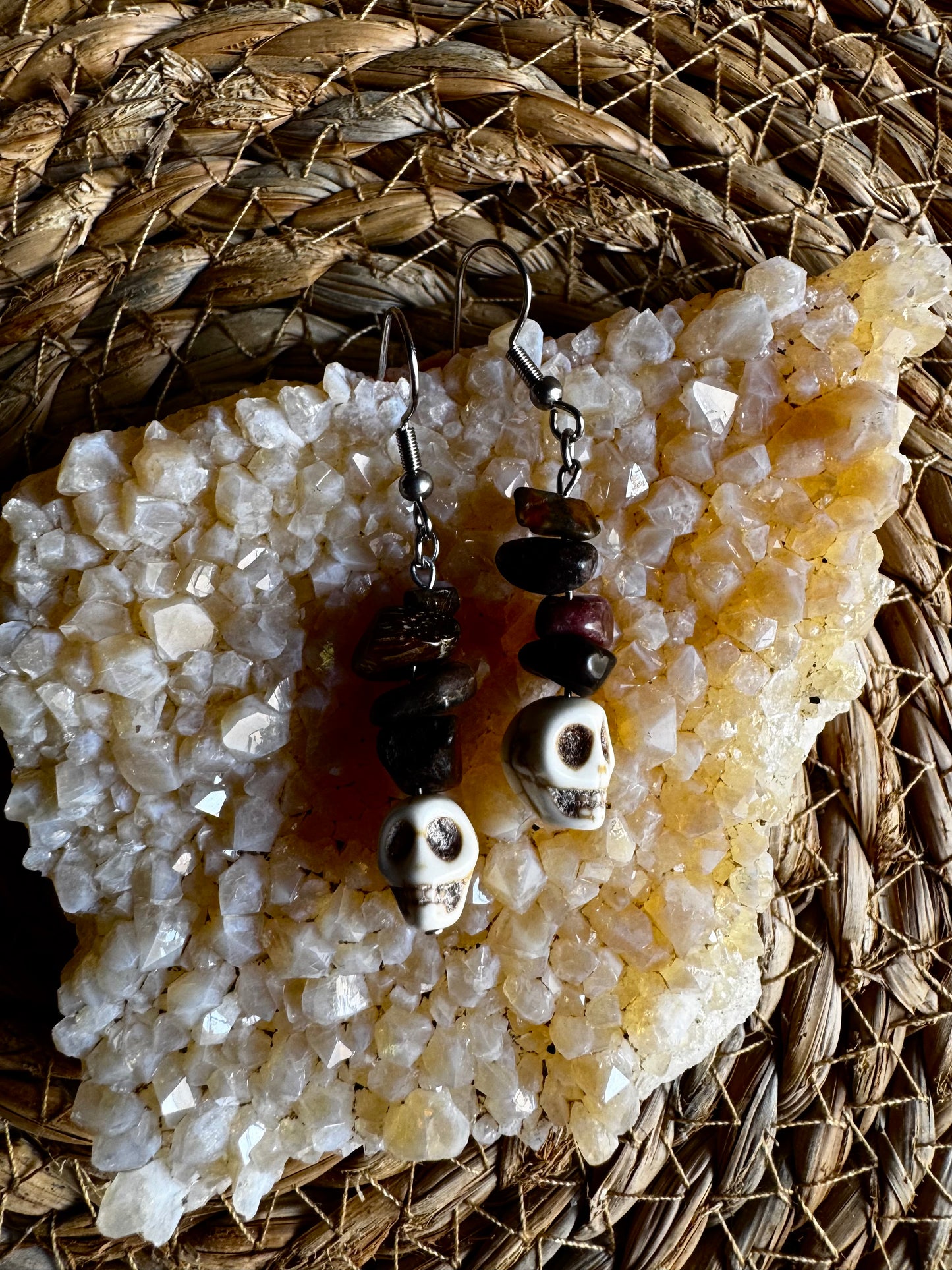 💀 Pendientes Calacas con Ojo de Tigre