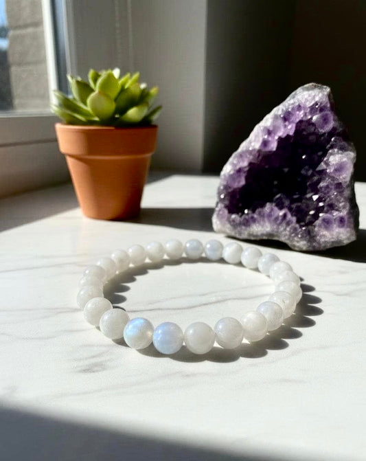 Pulsera de Piedra Luna 8mm – Energía Femenina 🌙