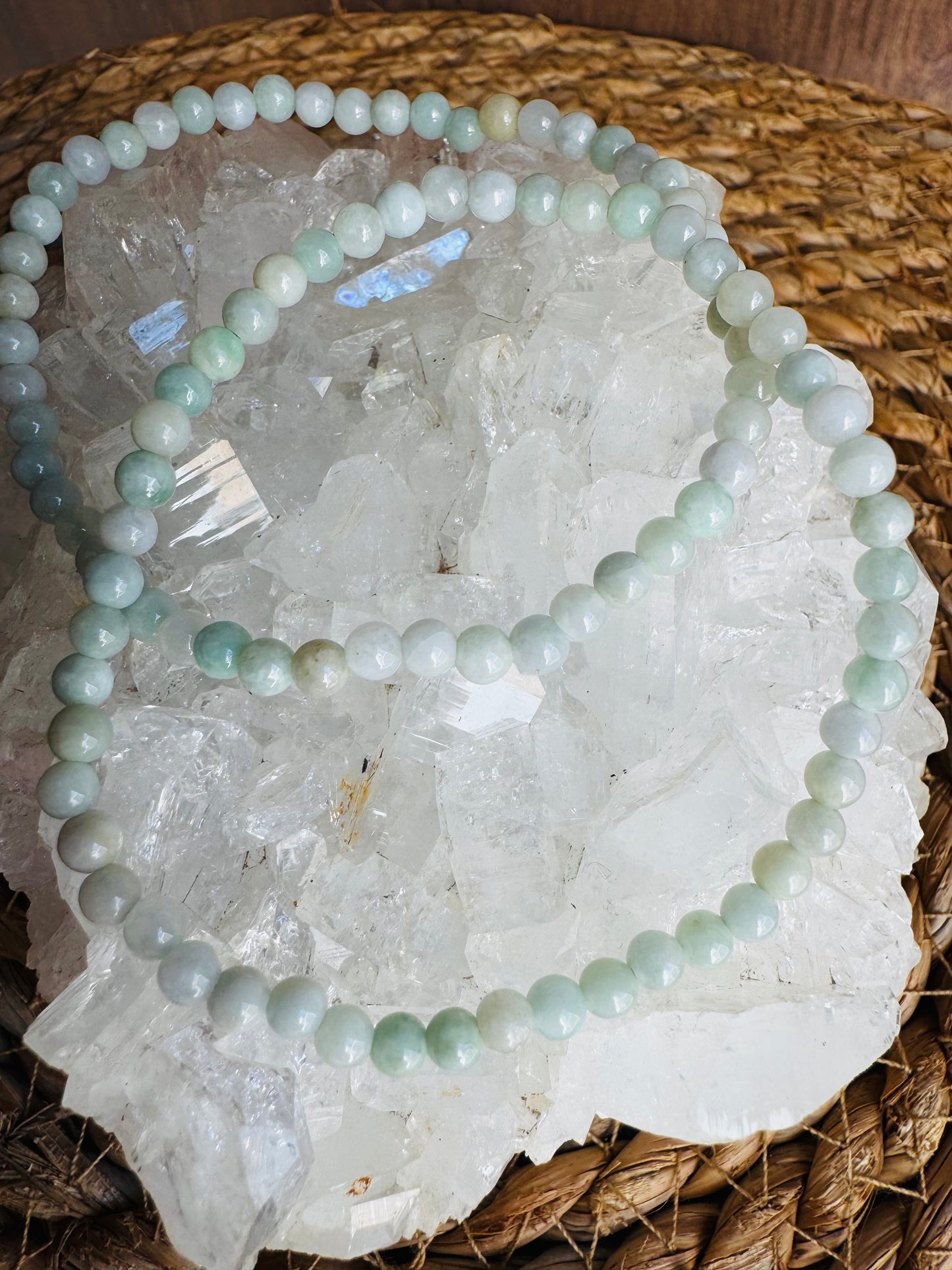 Pulsera de Jade de Birmania 4mm · Amuleto de Buena Fortuna