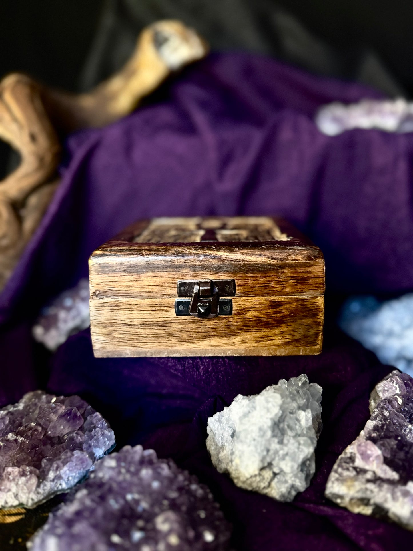 🪬✨ Cajita de Madera con Cruz de la Vida Egipcia – Protección y Magia ✨🪬