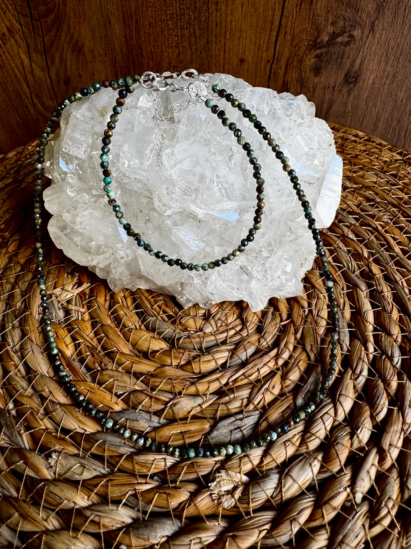 ✨ Conjunto de Gargantilla y Pulsera · Turquesa Africana Facetada