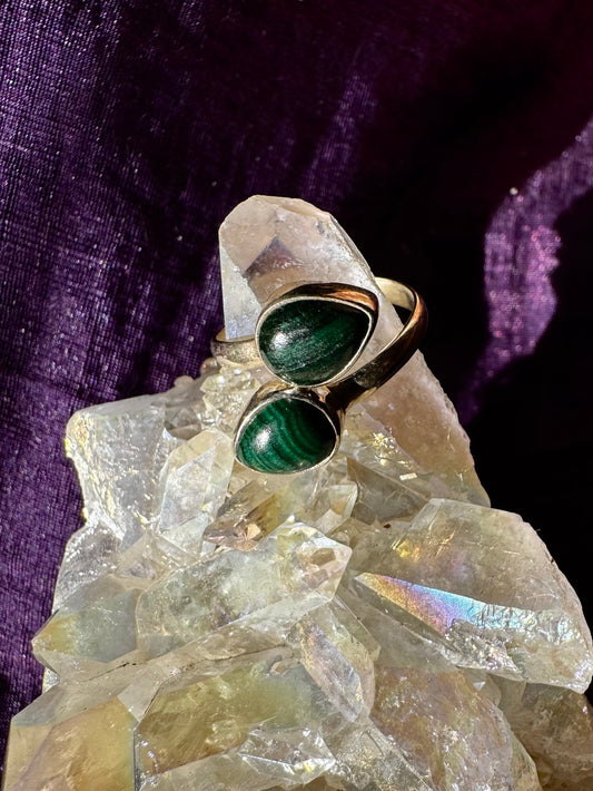 💚✨ Anillo ajustable de plata con Malaquita ✨💚