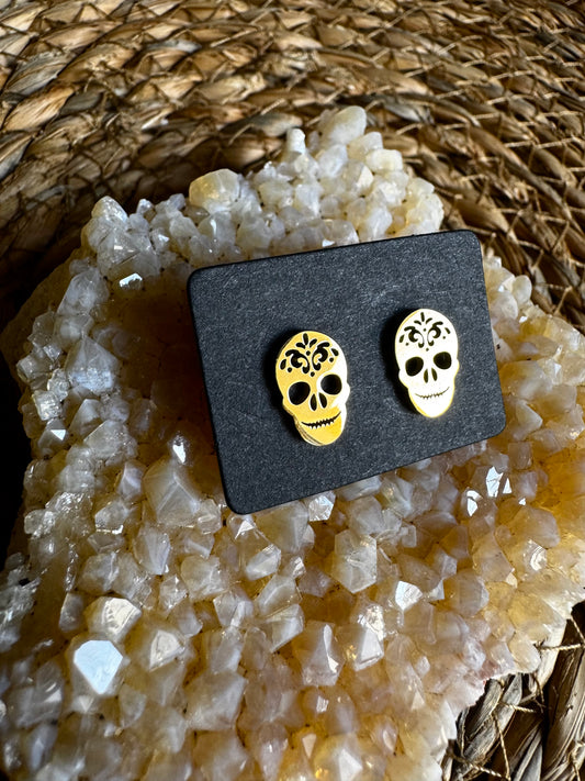 💀 Pendientes Mini Catrina Dorados