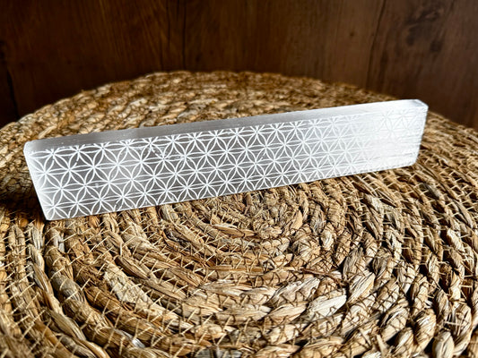 ✨ Placa de Selenita · Flor de la Vida · 20,5 cm