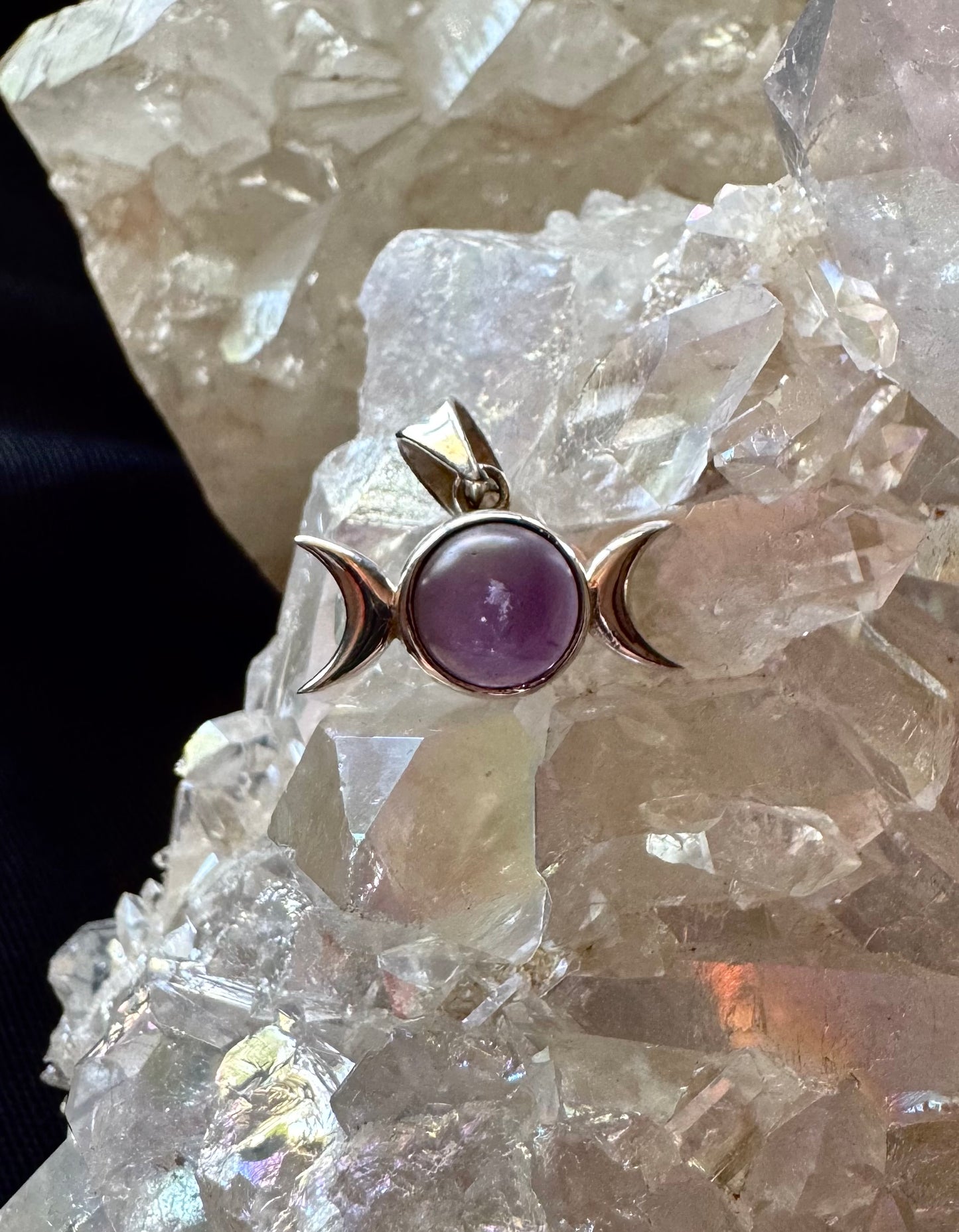 🌙🔮 Colgante de plata Triple Diosa con Amatista 🔮🌙