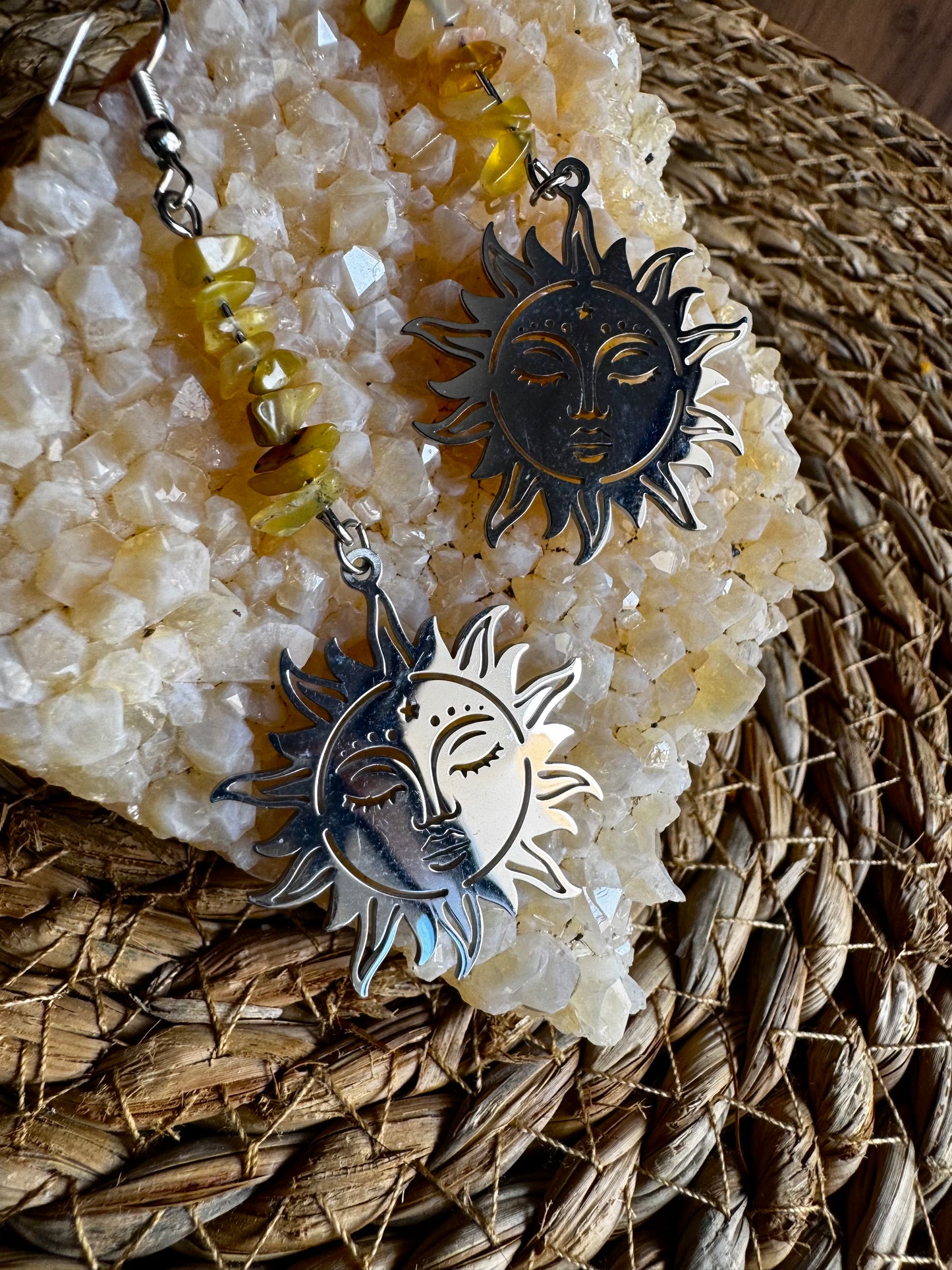 ☀️ Pendientes Sol con Citrino