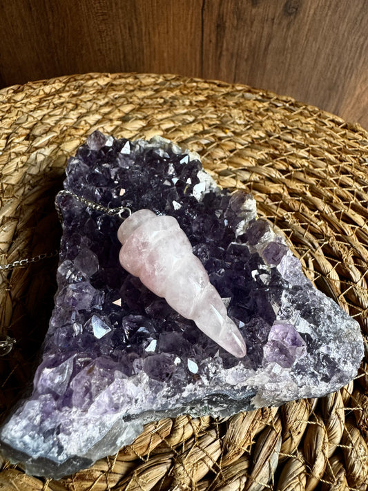 💗 Péndulo Espiral de Cuarzo Rosa – Amor, calma y armonía interior 💗