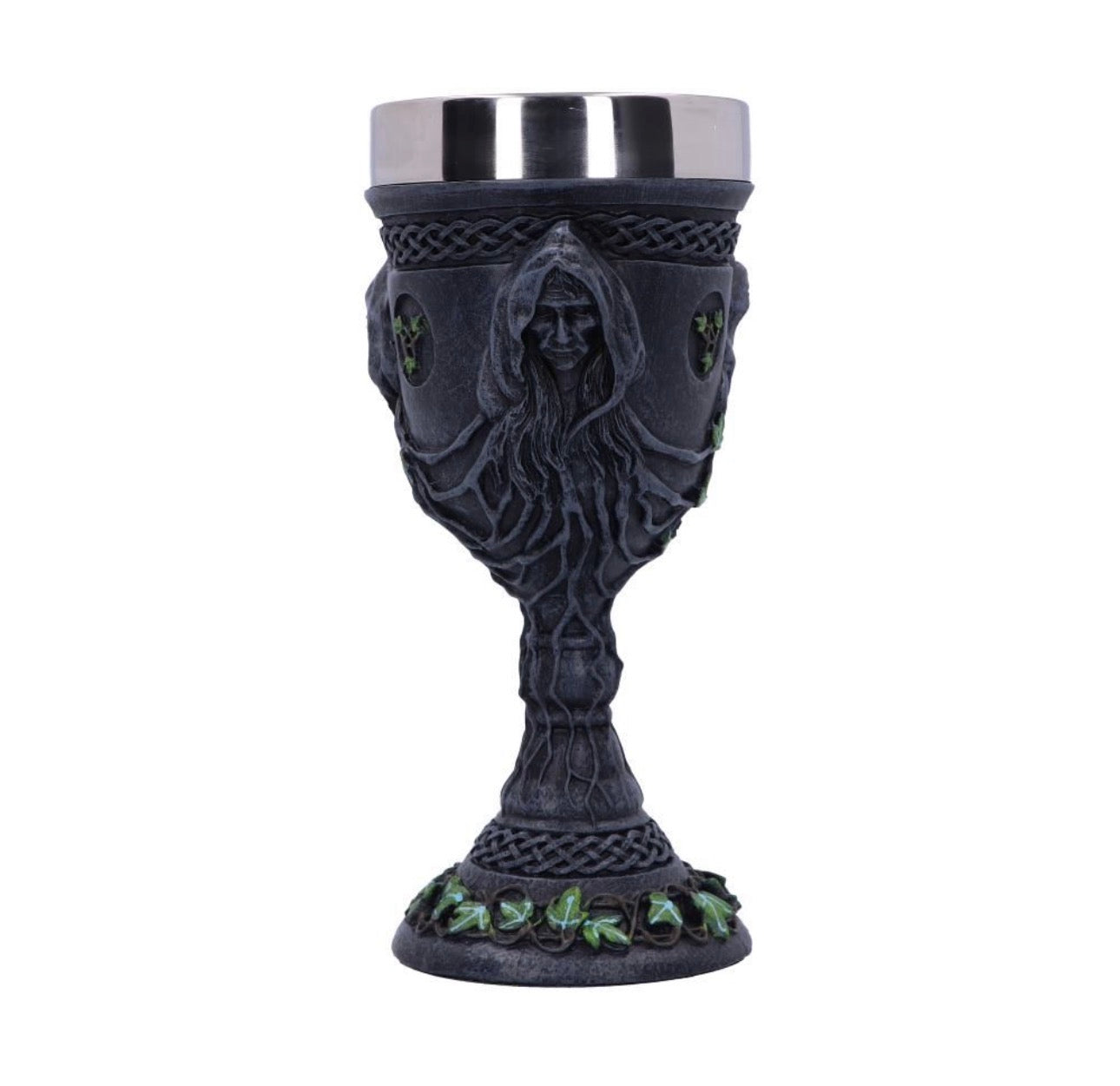 🌙 Cáliz Triple Diosa · Mother, Maiden & Crone · 21 cm