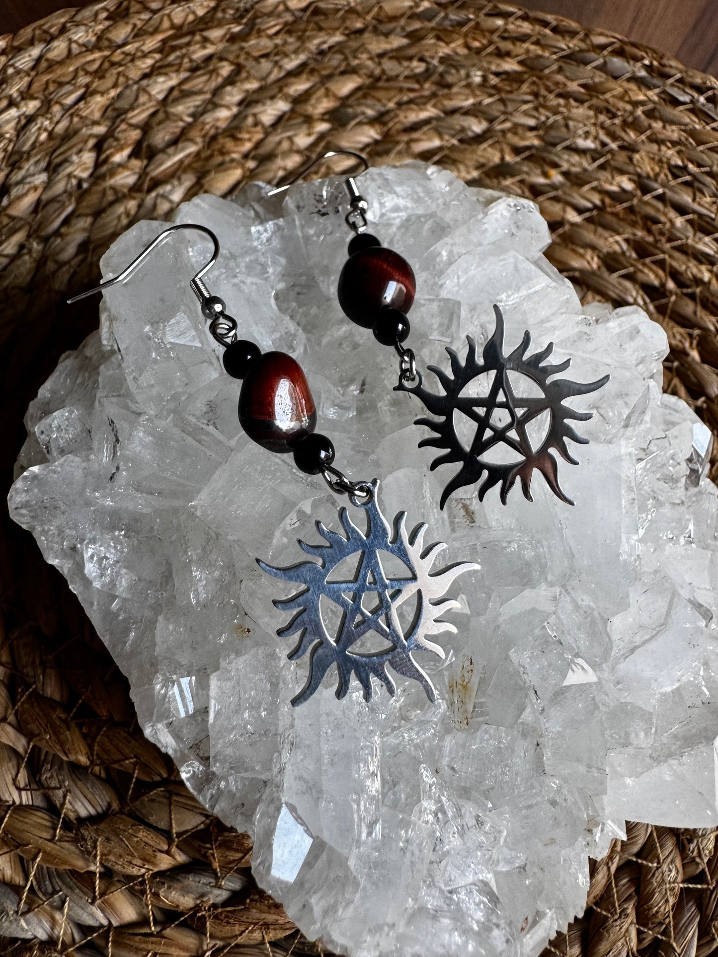 🖤 Pendientes Supernatural – Ojo de Buey y Ónix