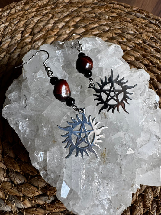 🖤 Pendientes Supernatural – Ojo de Buey y Ónix