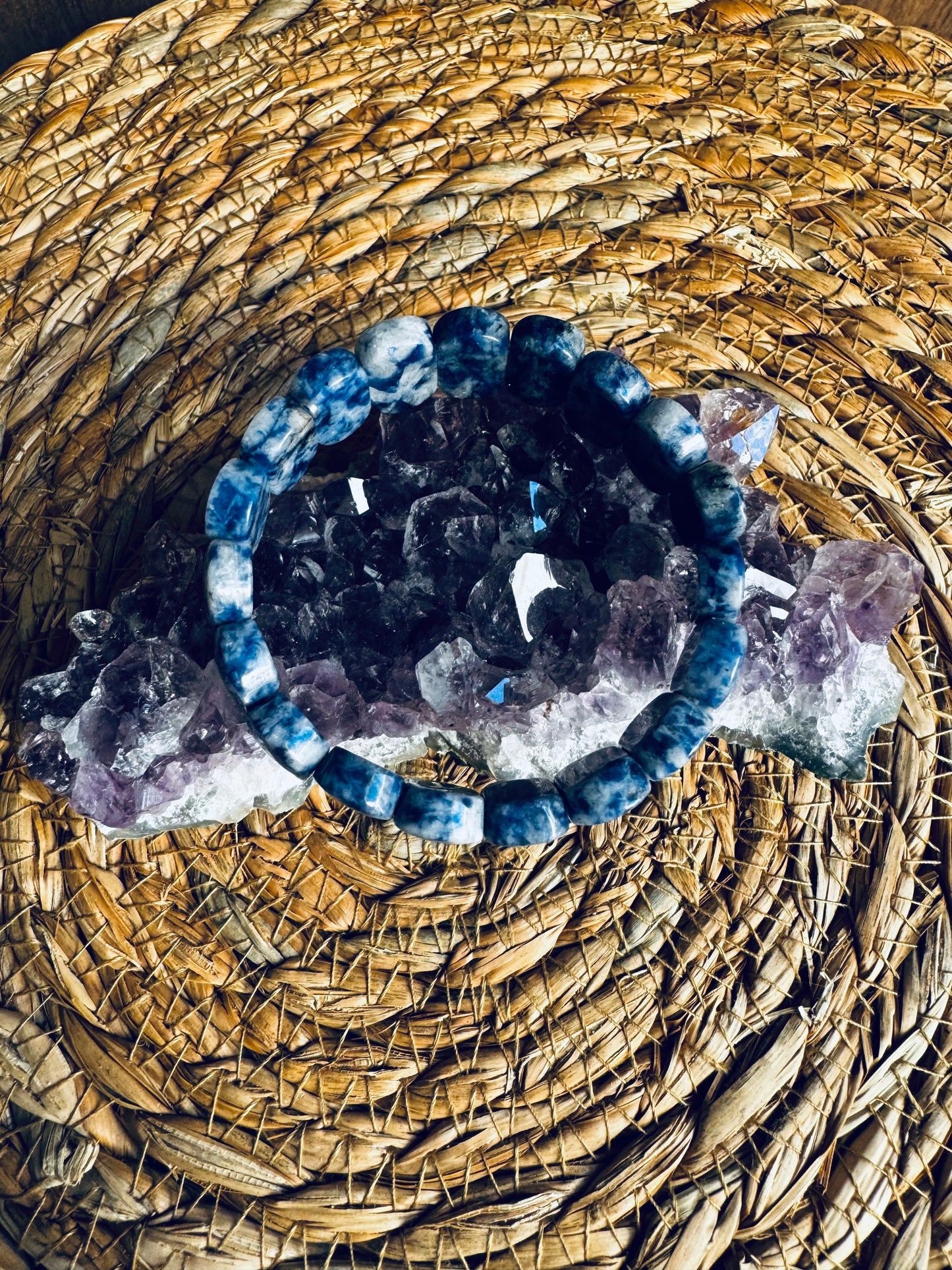💙Pulsera de Sodalita – Cuenta cuadrada