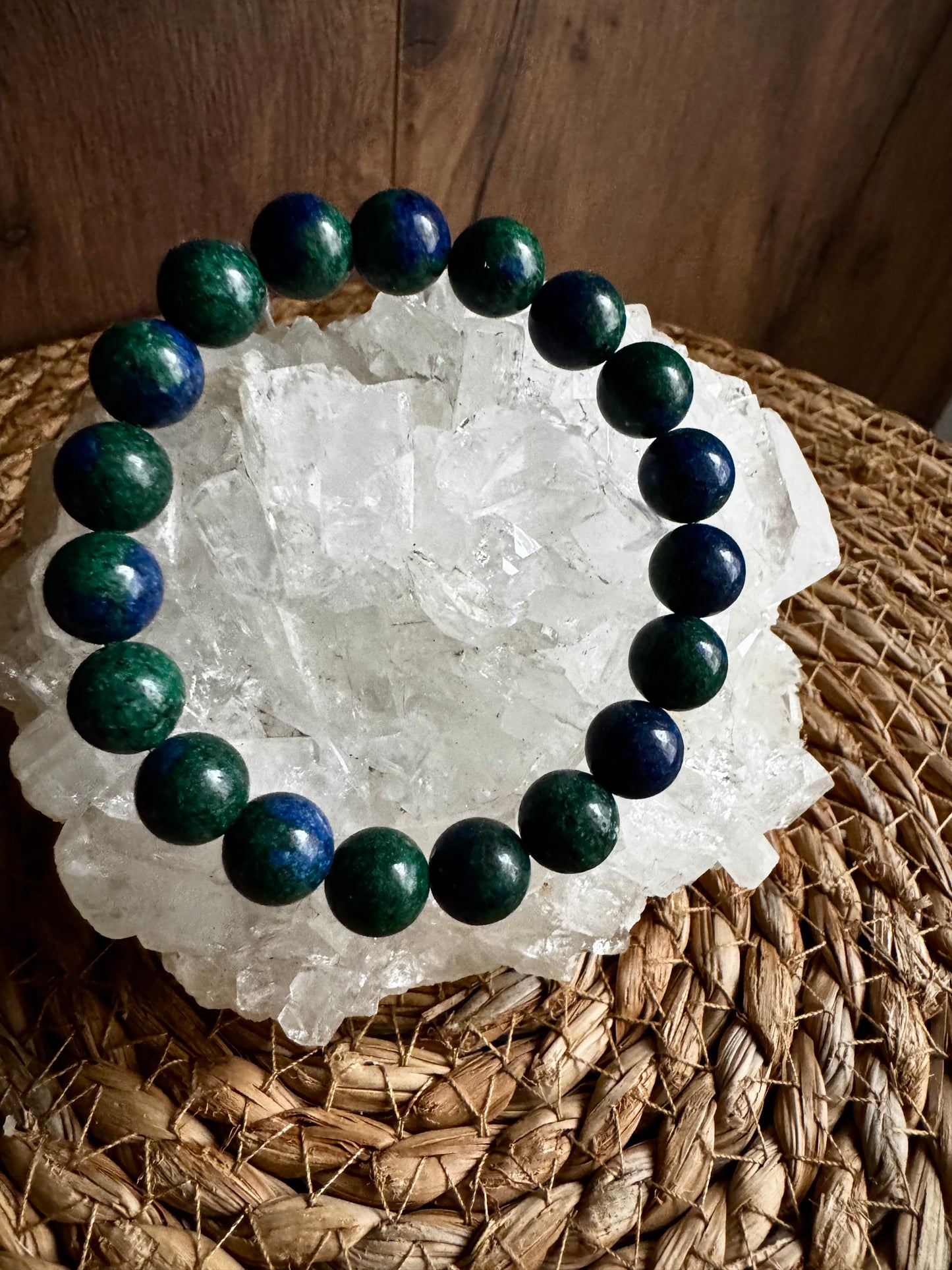 🔮 Pulsera de Azurita Malaquita Potenciada · Visión, Transformación y Poder Interior