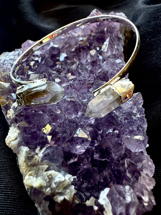 🤍✨ Brazalete doble de Cuarzo Cristal en bruto ✨🤍
