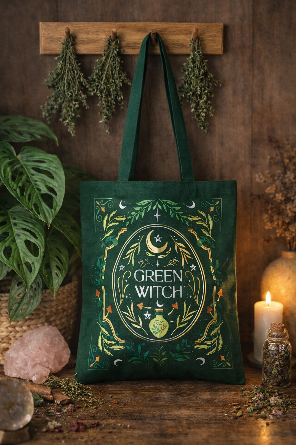 Tote Bag Green Witch – Bolsa mágica inspirada en la brujería natural