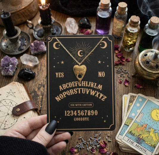 Collar Planchette Ouija con Tarjeta – Joyería Esotérica Regalo Místico