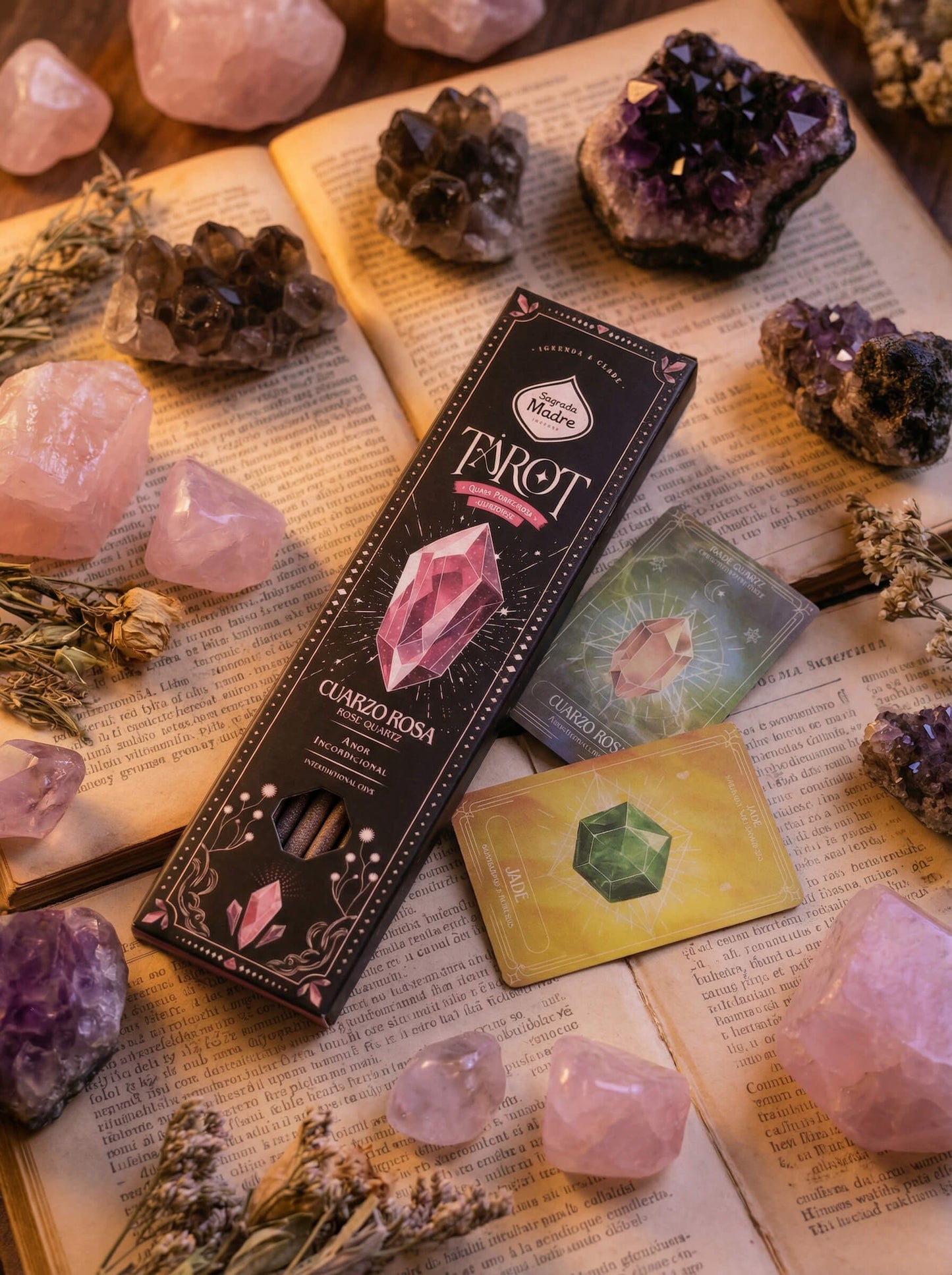 Incienso Tarot Gemas Cuarzo Rosa Sagrada Madre – Rosa Silvestre | Amor y Calma Emocional