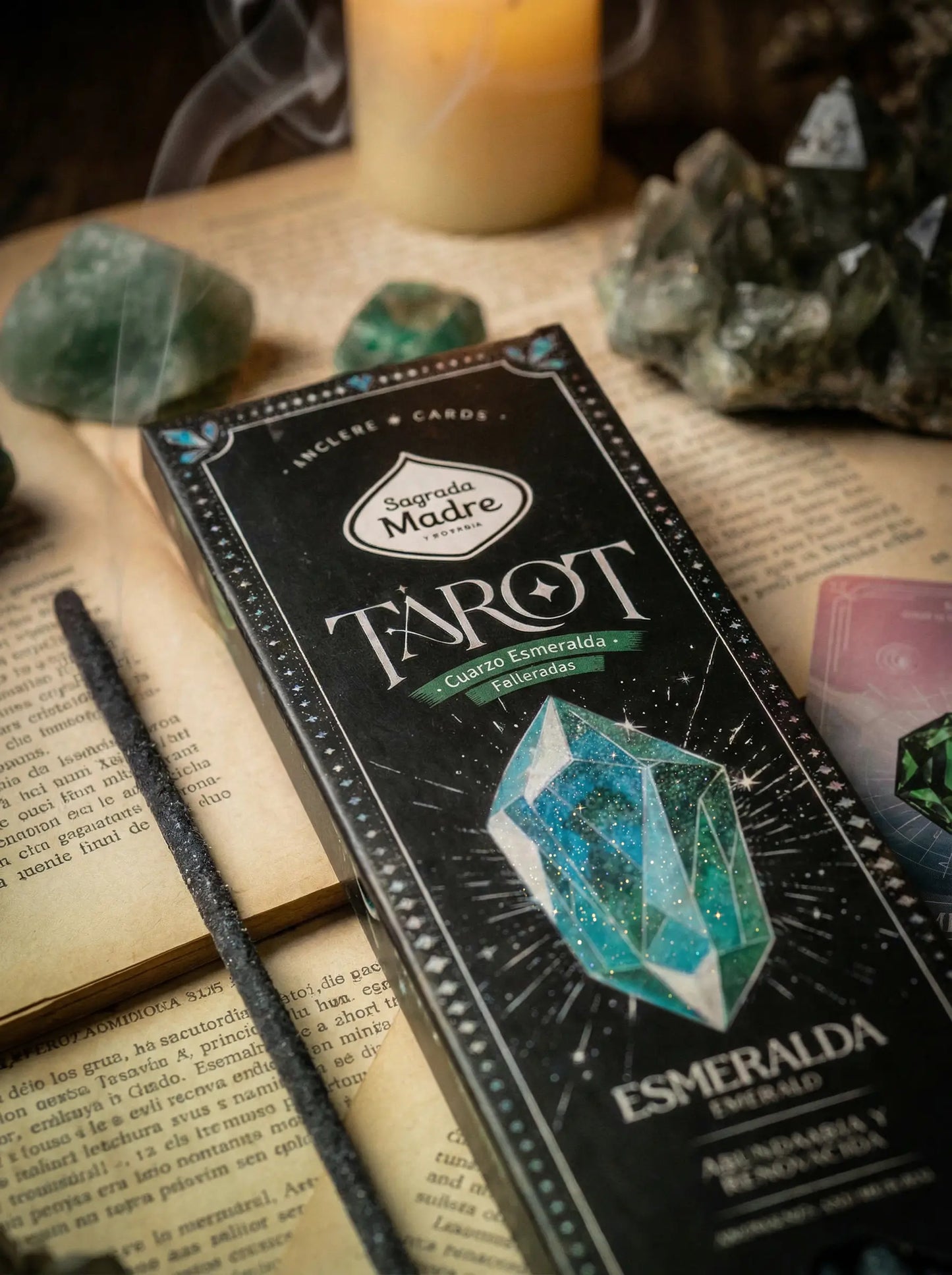 Incienso Tarot Gemas Esmeralda Sagrada Madre – Limón y Lavanda | Prosperidad y Equilibrio